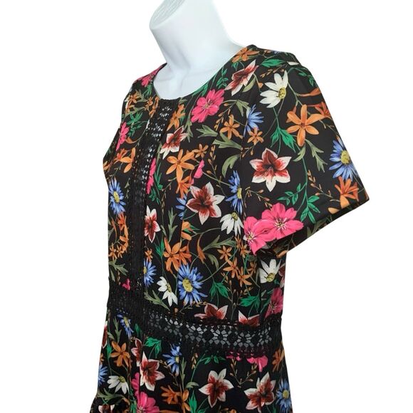 Alexia Admor Lace Trim Fit And Flare Floral Short Sleeve Dress Size 12 - Picture 5 of 15